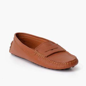 Cognac Leather Penny Loafer by Poeta, Size 10